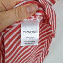 Second-Hand - Yarra Trail Panelled Red Striped Casual Linen Top Size L - SwapUp