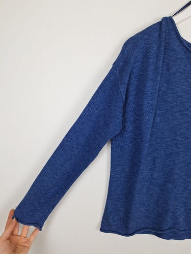 Second-Hand - Little Lies Ocean Blue Rolled Hem Long Sleeve Top Size S - SwapUp