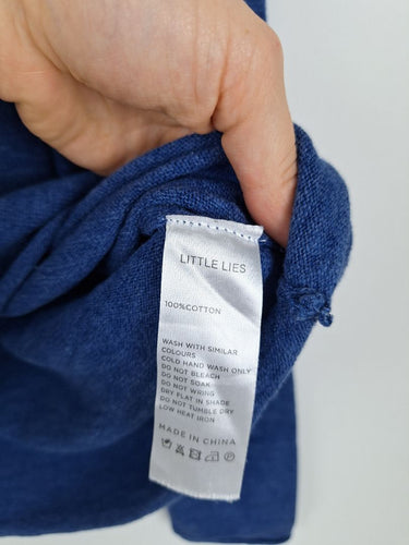 Second-Hand - Little Lies Ocean Blue Rolled Hem Long Sleeve Top Size S - SwapUp