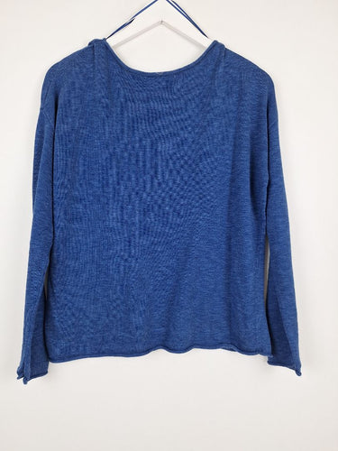 Second-Hand - Little Lies Ocean Blue Rolled Hem Long Sleeve Top Size S - SwapUp