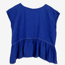 Second-Hand - Brigid McLaughlin Cobalt Ruffle Linen Blouse Size S - SwapUp