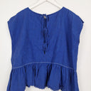 Second-Hand - Brigid McLaughlin Cobalt Ruffle Linen Blouse Size S - SwapUp