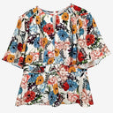 Second-Hand - Veronika Maine Key Hole Cut Out Autumn Flowers Top Size 12 - SwapUp