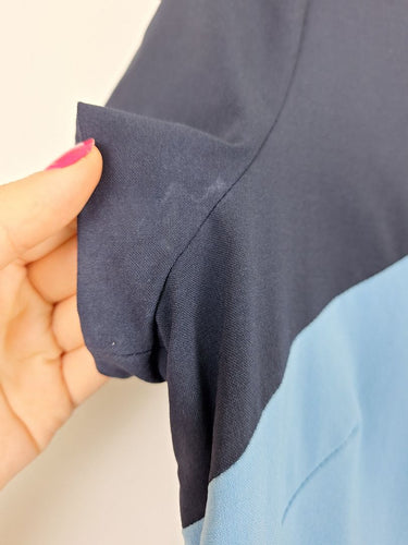 Second-Hand - Diane von Furstenberg Classic Blue ColourblockWool Office Dress Size 12 - SwapUp