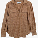 Second-Hand - White Sandstorm Caramel Broderie Open Neck Shirt Size XS - SwapUp