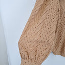 Second-Hand - White Sandstorm Caramel Broderie Open Neck Shirt Size XS - SwapUp