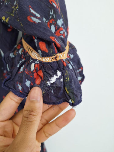 Second-Hand - Lulalife Navy Bohemian Floral Top Size S - SwapUp