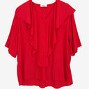 Second-Hand - Mela Purdie Scarlett Ruffle Drape Half Sleeve Top Size 10 - SwapUp