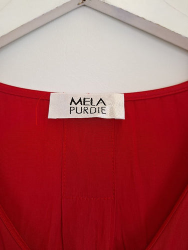 Second-Hand - Mela Purdie Scarlett Ruffle Drape Half Sleeve Top Size 10 - SwapUp