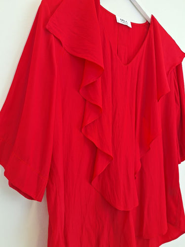 Second-Hand - Mela Purdie Scarlett Ruffle Drape Half Sleeve Top Size 10 - SwapUp