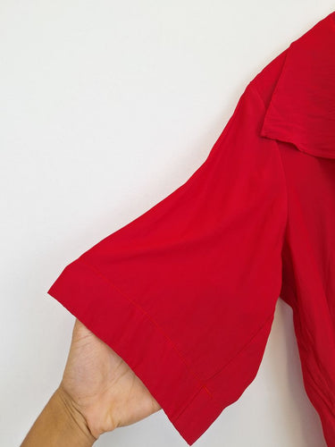 Second-Hand - Mela Purdie Scarlett Ruffle Drape Half Sleeve Top Size 10 - SwapUp