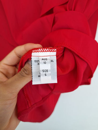 Second-Hand - Mela Purdie Scarlett Ruffle Drape Half Sleeve Top Size 10 - SwapUp