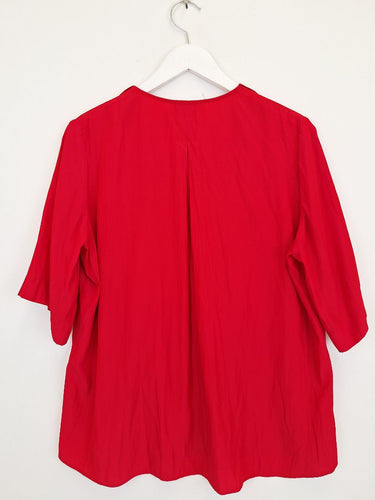 Second-Hand - Mela Purdie Scarlett Ruffle Drape Half Sleeve Top Size 10 - SwapUp