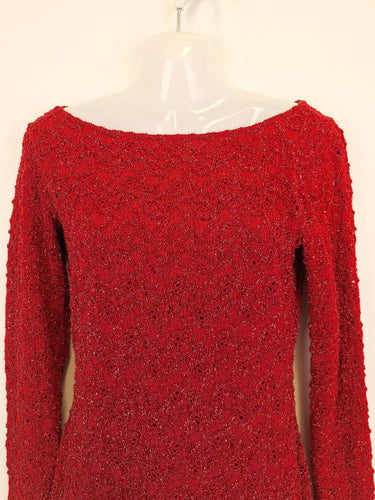 Second-Hand - Bisou-Bisou Vintage Textured Boat Neck Romance Dress Size 8 - SwapUp