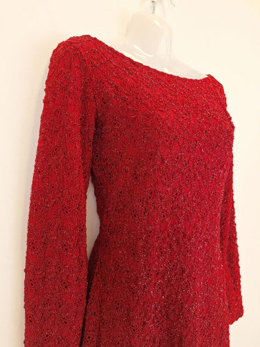 Second-Hand - Bisou-Bisou Vintage Textured Boat Neck Romance Dress Size 8 - SwapUp