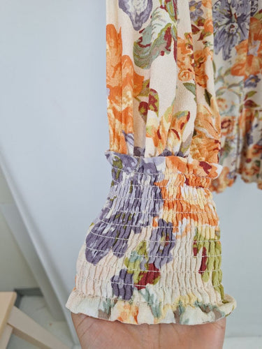 Second-Hand - Kivari Plunge Neck Pastel Floral Mini Dress Size XS - SwapUp