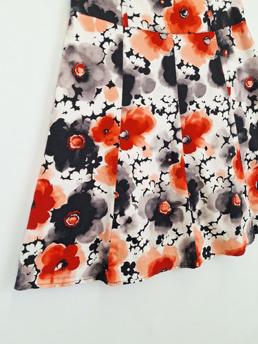 Second-Hand - Monsoon Vintage Inky Poppy Panelled Midi Skirt Size 10 - SwapUp