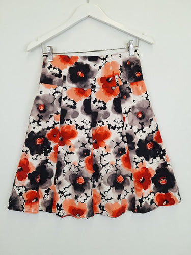 Second-Hand - Monsoon Vintage Inky Poppy Panelled Midi Skirt Size 10 - SwapUp