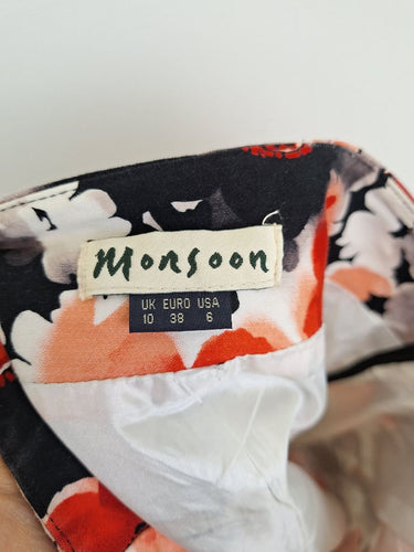 Second-Hand - Monsoon Vintage Inky Poppy Panelled Midi Skirt Size 10 - SwapUp