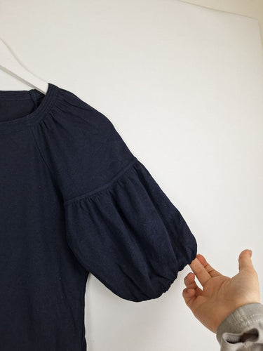 Second-Hand - Witchery Navy Jersey Puff Sleeve Top Size XXS - SwapUp