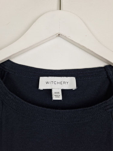 Second-Hand - Witchery Navy Jersey Puff Sleeve Top Size XXS - SwapUp