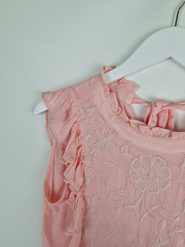 Second-Hand - Bohemian Strawberry Milkshake Embroidered Ruffle Top Size XXS - SwapUp