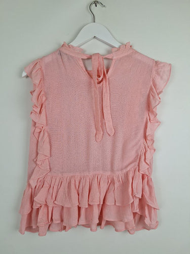 Second-Hand - Bohemian Strawberry Milkshake Embroidered Ruffle Top Size XXS - SwapUp