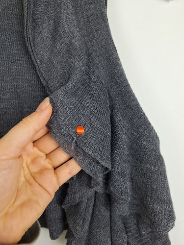 Second-Hand - Theory Mini Charcoal Ruffle Bolero Cardigan Size S - SwapUp