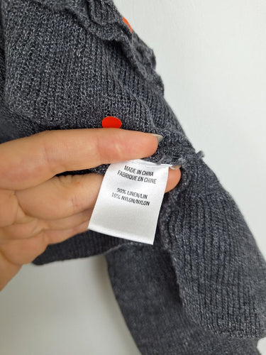 Second-Hand - Theory Mini Charcoal Ruffle Bolero Cardigan Size S - SwapUp