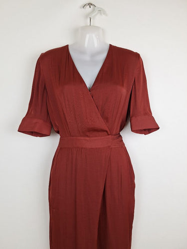 Second-Hand - Saba Clay Satin Everyday Luxe Jumpsuit Size 4 - SwapUp
