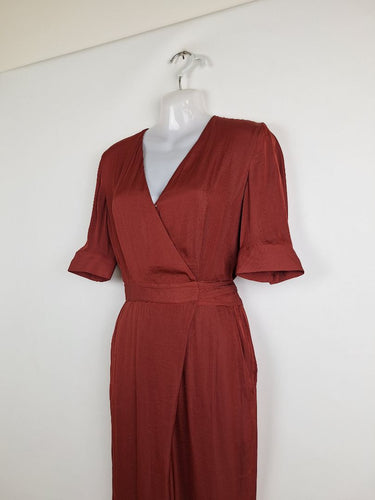 Second-Hand - Saba Clay Satin Everyday Luxe Jumpsuit Size 4 - SwapUp