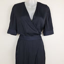 Second-Hand - Saba Navy Satin Luxe Jumpsuit Size 4 - SwapUp