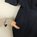 Second-Hand - Saba Navy Satin Luxe Jumpsuit Size 4 - SwapUp