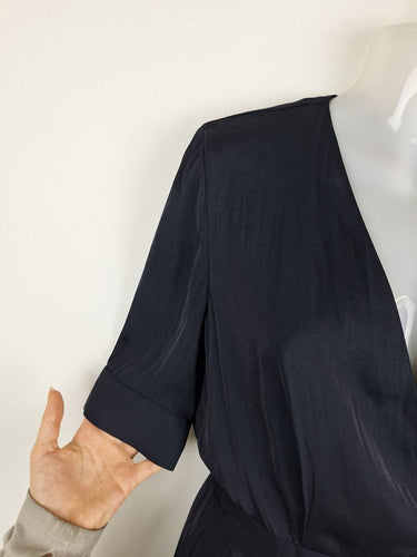 Second-Hand - Saba Navy Satin Luxe Jumpsuit Size 4 - SwapUp