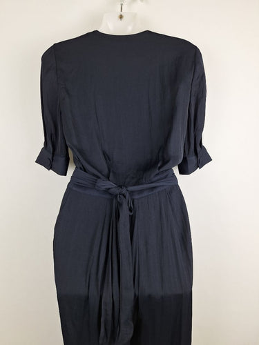 Second-Hand - Saba Navy Satin Luxe Jumpsuit Size 4 - SwapUp