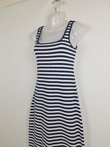 Second-Hand - Sportscraft Navy Ribbed Maxi Dress Size 6 - SwapUp