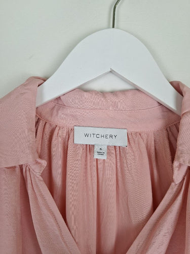 Second-Hand - Country Road Relaxed Puff Pink Blouse Size 6 - SwapUp