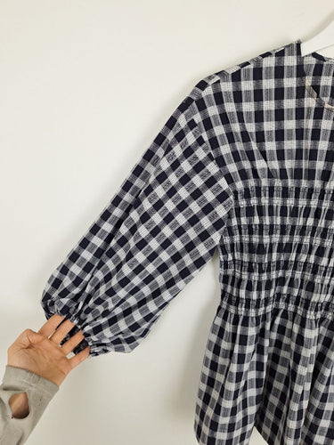 Second-Hand - Witchery Shirred Plaid Puff Blouse Size 6 - SwapUp