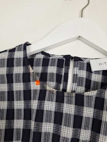 Second-Hand - Witchery Shirred Plaid Puff Blouse Size 6 - SwapUp