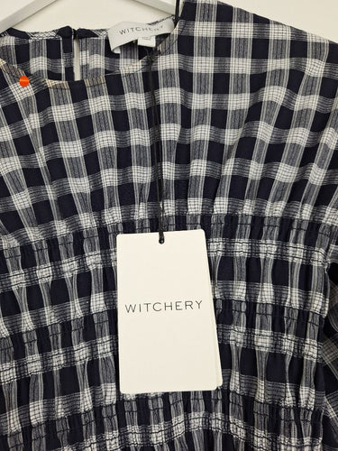 Second-Hand - Witchery Shirred Plaid Puff Blouse Size 6 - SwapUp