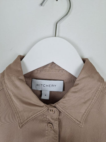 Second-Hand - Witchery Satin Stone Button-up Shirt Size 6 - SwapUp