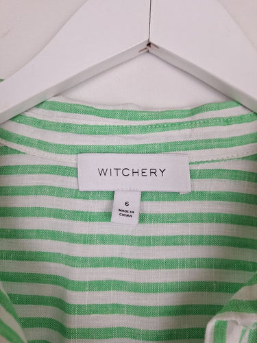 Second-Hand - Witchery Candy Stripe Linen Shirt Size 6 - SwapUp