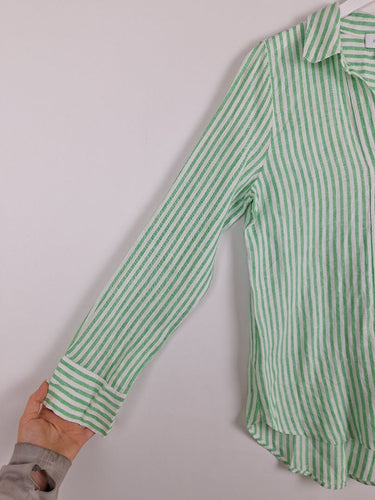 Second-Hand - Witchery Candy Stripe Linen Shirt Size 6 - SwapUp