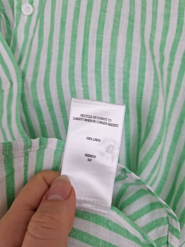 Second-Hand - Witchery Candy Stripe Linen Shirt Size 6 - SwapUp
