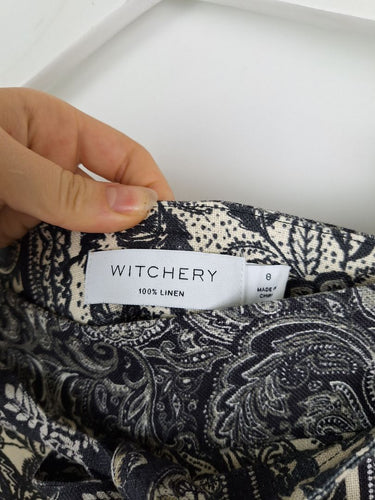 Second-Hand - Witchery Paisley Linen Tie Shorts Size 8 - SwapUp