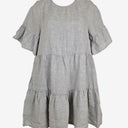 Second-Hand - Seed Stone Linen Tiered Shift Dress Size 8 - SwapUp