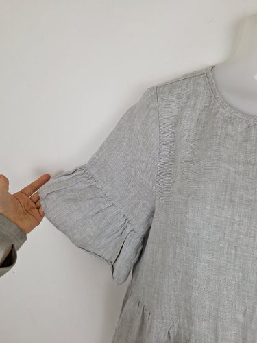 Second-Hand - Seed Stone Linen Tiered Shift Dress Size 8 - SwapUp
