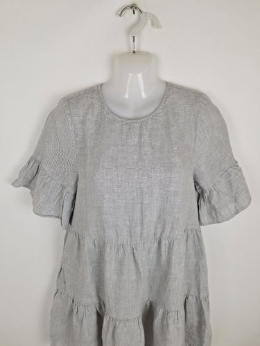 Second-Hand - Seed Stone Linen Tiered Shift Dress Size 8 - SwapUp