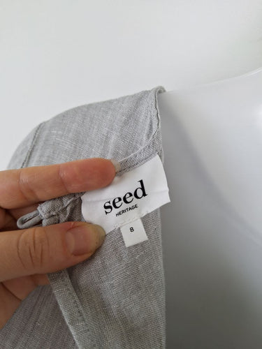 Second-Hand - Seed Stone Linen Tiered Shift Dress Size 8 - SwapUp