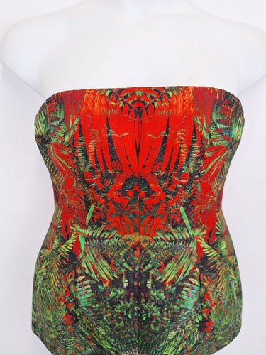 Second-Hand - Josh Goot Striking Foliage Strapless Peplum Evening Top Size 10 - SwapUp